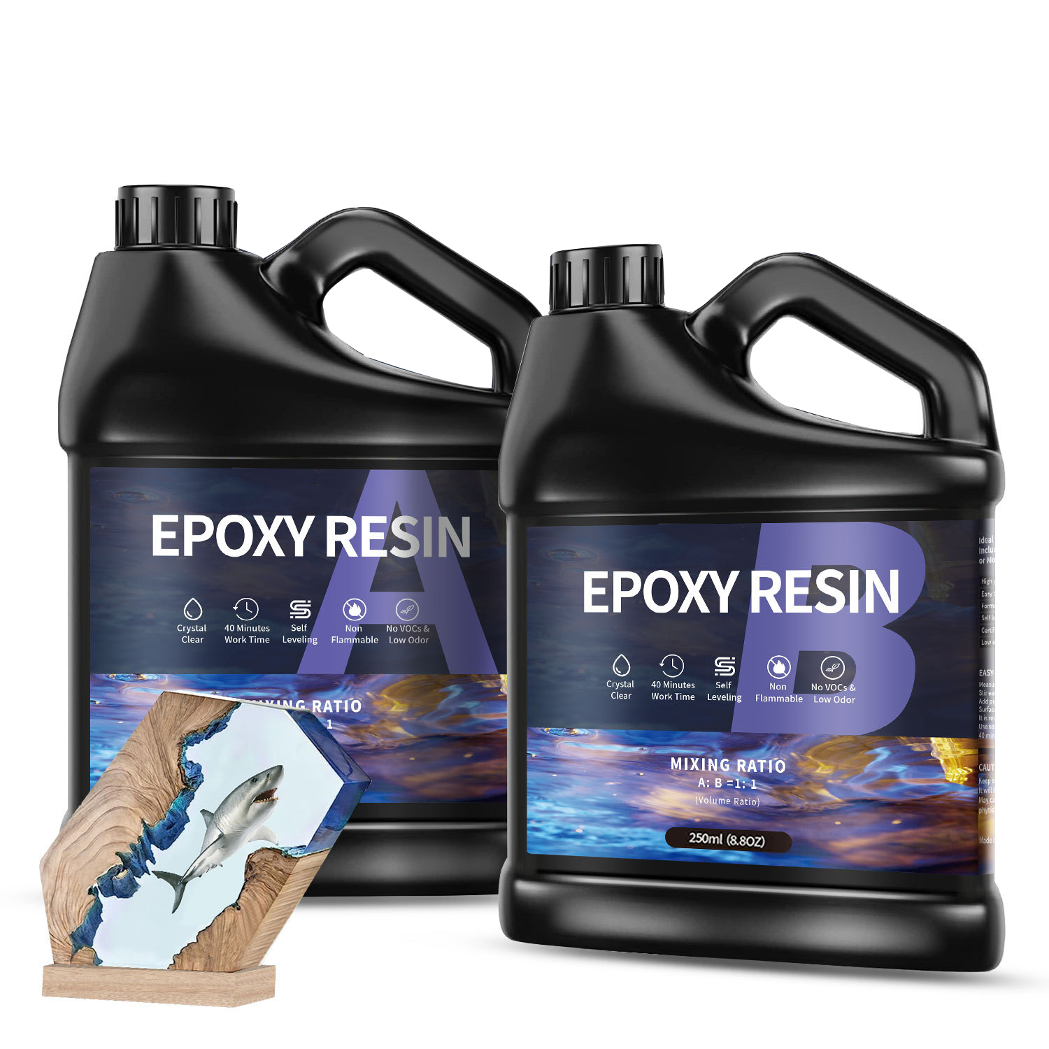 Woodworking Resin - 500 جرام/1000 جرام AB غراء راتنجات